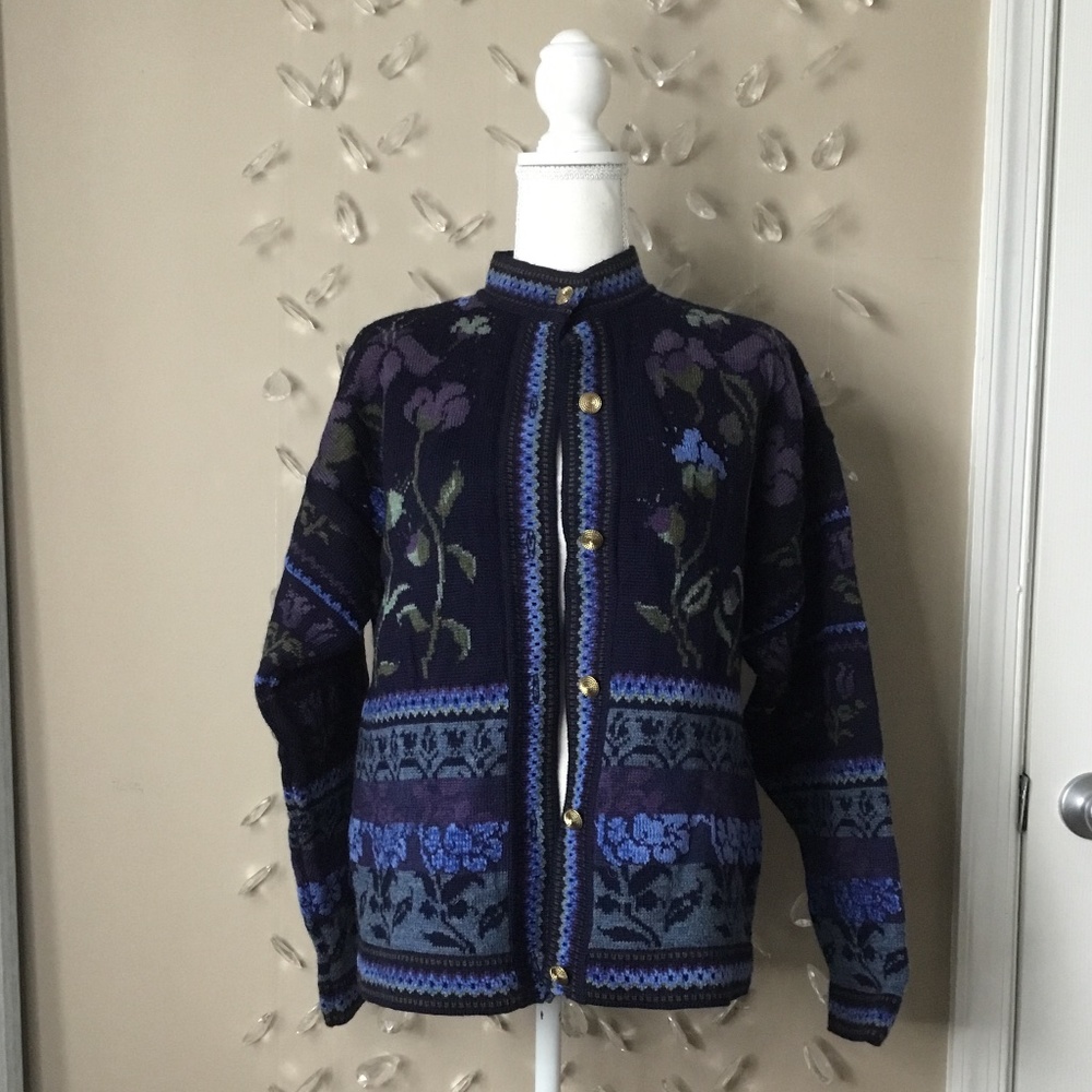 Floral English Made Wool Cardigan